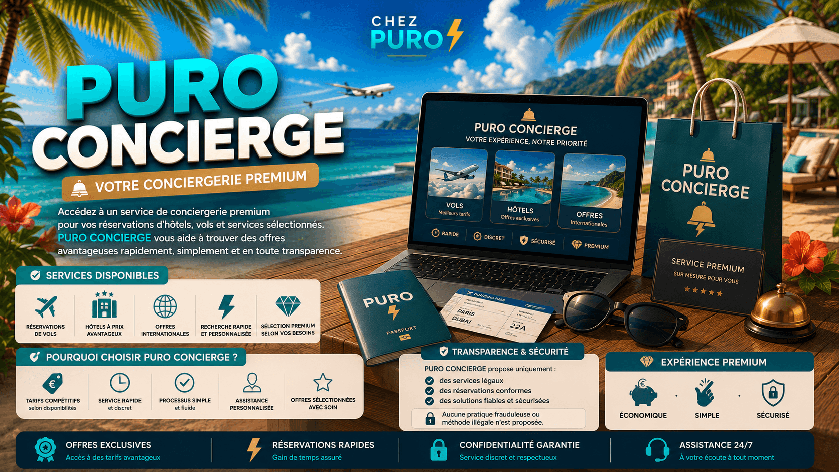PURO CONCIERGERIE / HÔTEL VOLS -50%